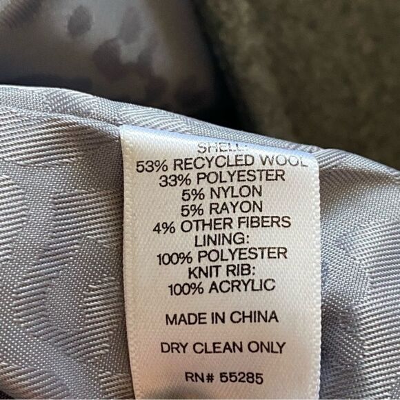 Express Coat Grey Midi Length Sweater Collar Asymmetrical Classy Medium - Picture 12 of 13